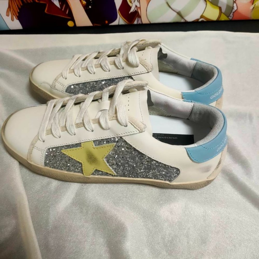 Bio-based Super-Star with silver glitter and yellow leather star